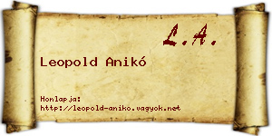 Leopold Anikó névjegykártya