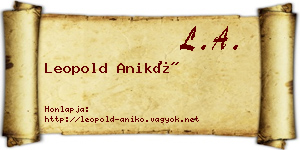Leopold Anikó névjegykártya